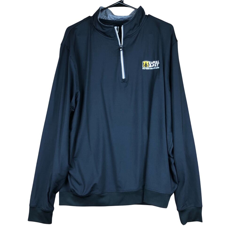 FootJoy Mens Jacket Black 1/4 Zip Athletic Long Sleeve Nylon Blend Stretch XL